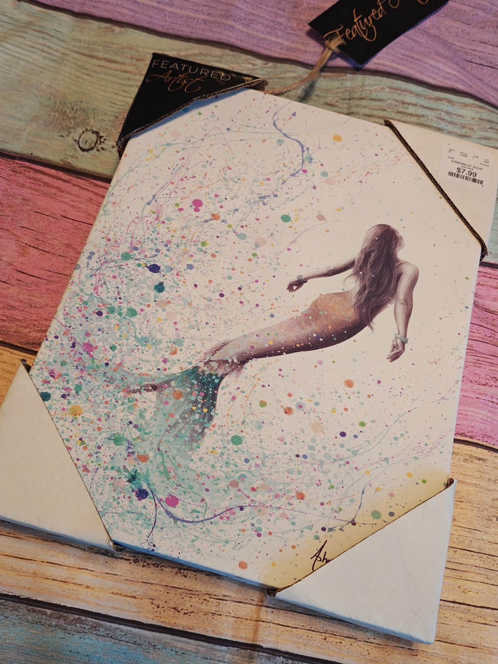 Mermaid Splash Wall Canvas Art Print #SS10